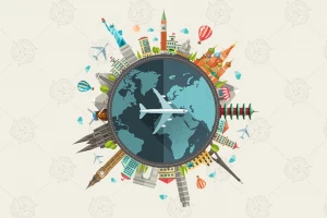 طرح لایه باز فلت سفر به دور دنیا با هواپیما