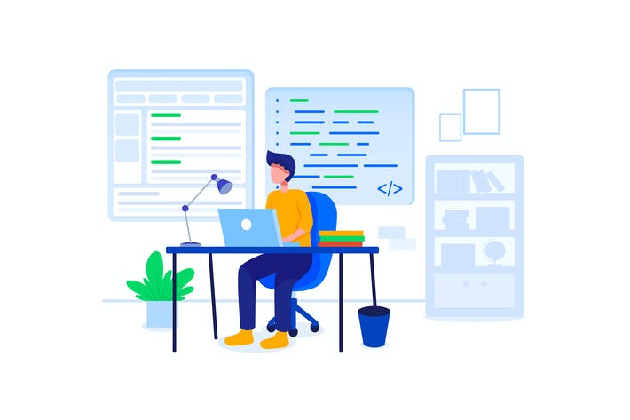 وکتور لایه باز یک توسعه دهنده فول استک در حال کار