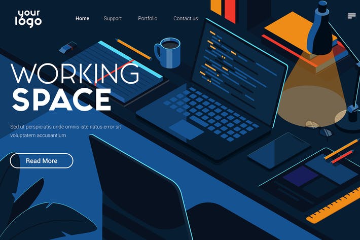 وکتور لایه باز طرح فضای کاری