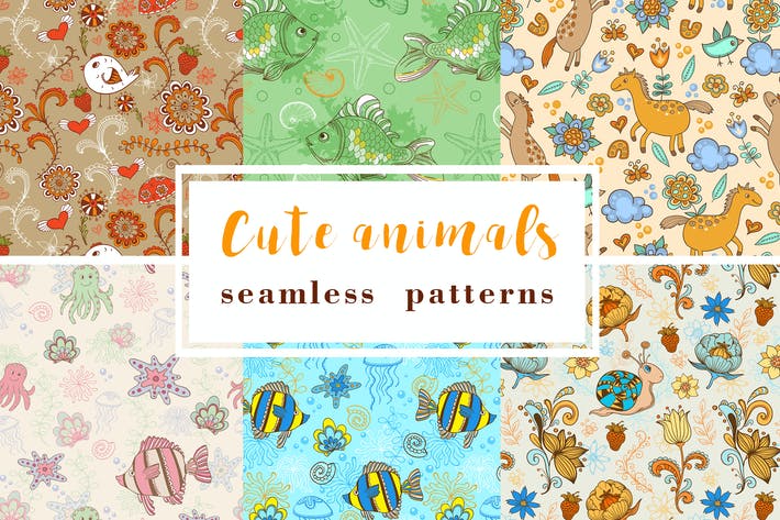 پکیج 6 تایی پس‌زمینه با موضوع حیوانات فانتزی و جذاب