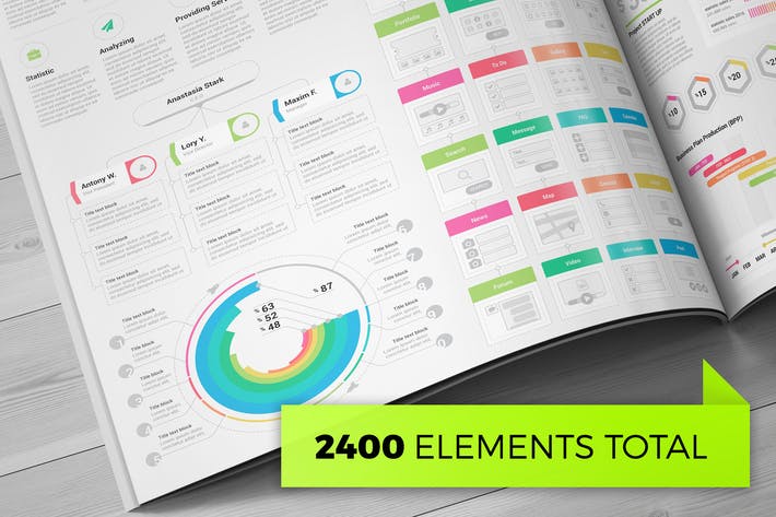 مگا پک اینفوگرافیک با 2400 المان مختلف و زیبا