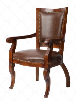 تصویر یک صندلی چوبی با پس زمینه سفید
