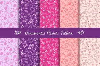 مجموعه کاغذ دیواری الگوی گل‌های زینتی