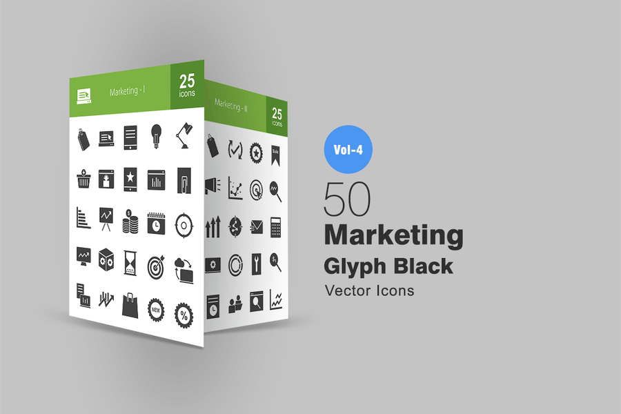 50 آیکون Glyph بازاریابی