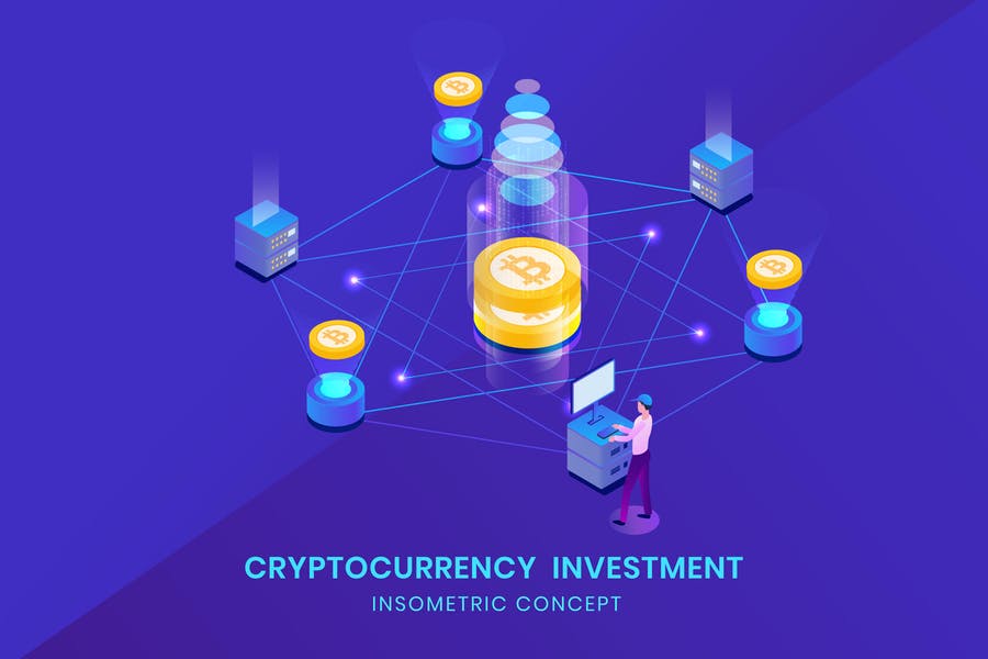 وکتور ایزومتریک سرمایه گذاری در ارزهای دیجیتال