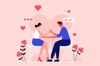 وکتور فلت زوج سر قرار عاشقانه در کافه