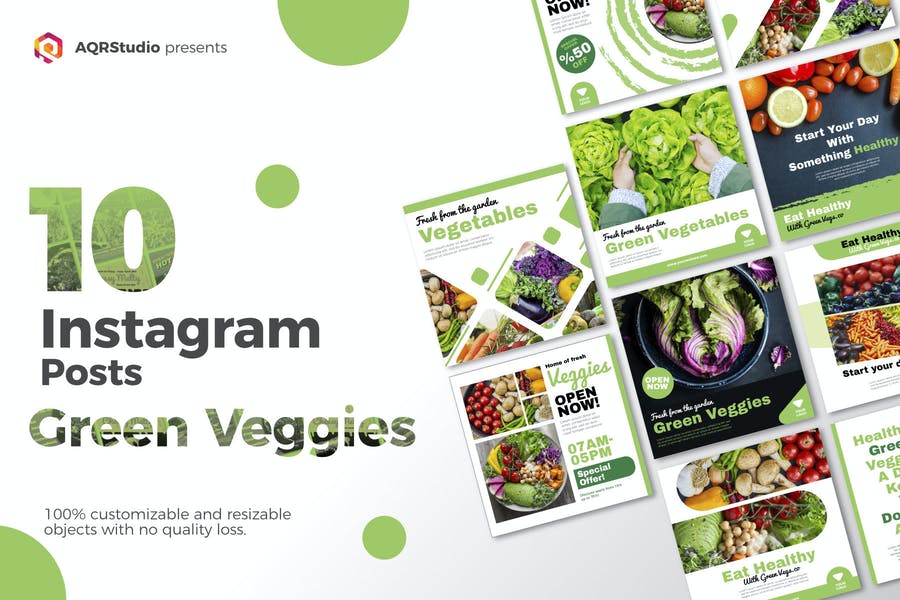 10 قالب پست اینستاگرام سبزیجات