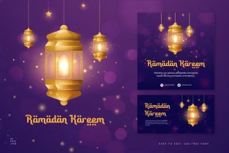قالب آماده فانوس‌های نورانی ماه مبارک رمضان