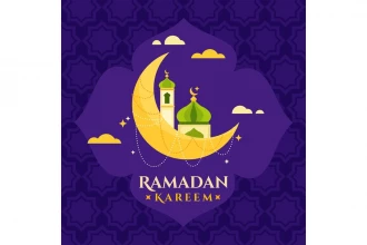 وکتور فلت لایه باز ماه مبارک رمضان