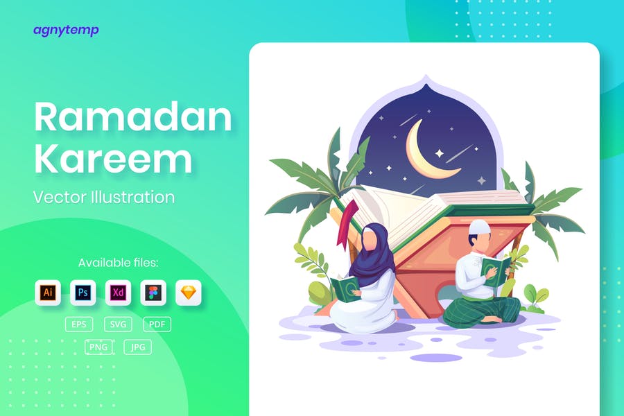 وکتور دعا و نیایش ماه رمضان