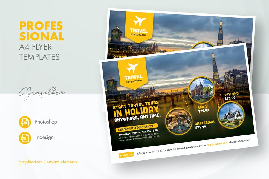 قالب لایه باز پوستر تورهای مسافرتی