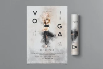 پوستر کلاس یوگا با تم نقاشی آبرنگ