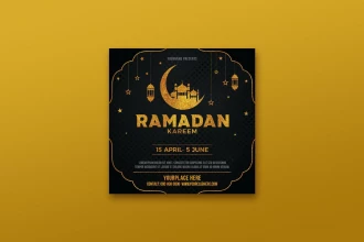 پوستر طلائی ماه مبارک رمضان