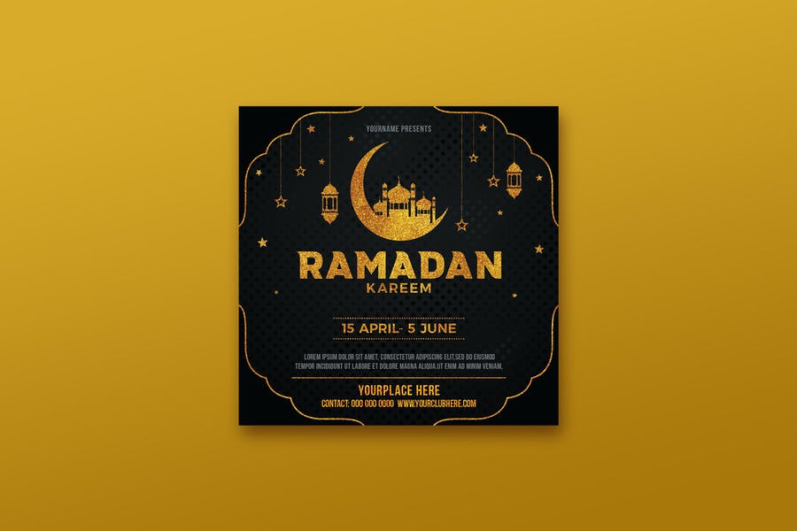 پوستر طلائی ماه مبارک رمضان