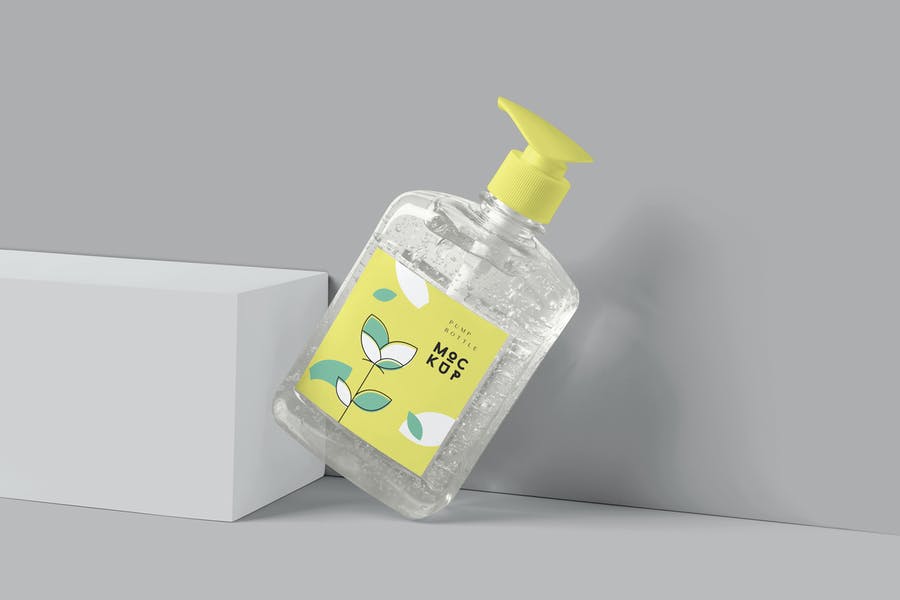 فایل لایه باز موکاپ بطری کوچک پمپ دار