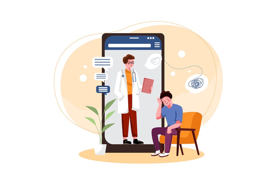 وکتور مفهومی پزشک آنلاین