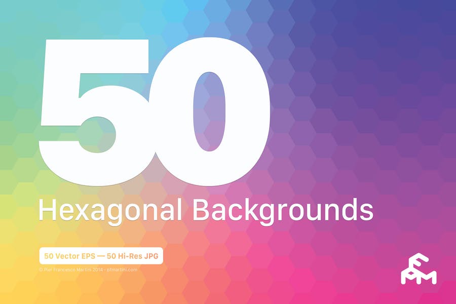 مجموعه 50 پس‌زمینه با اشکال 5 ضلعی در رنگ‌های زیبا