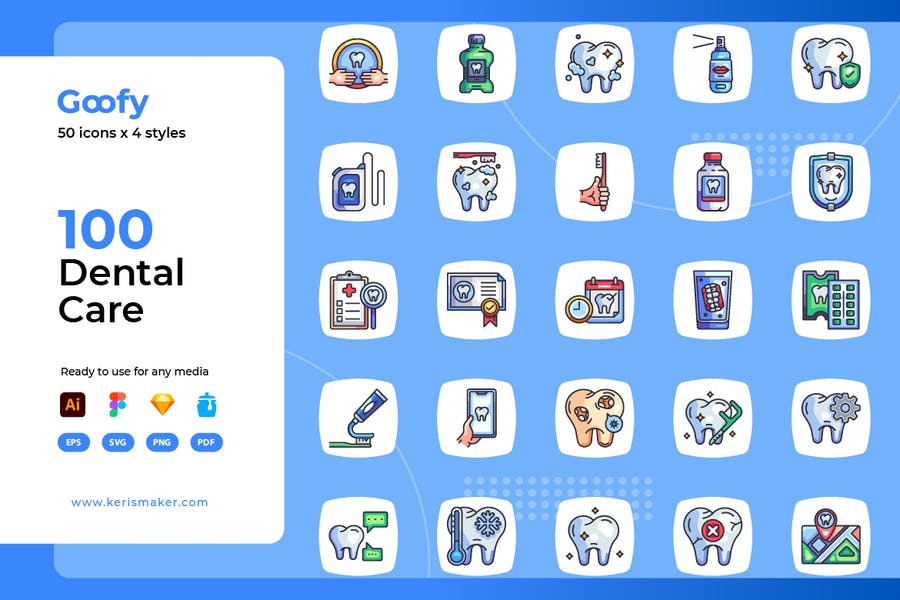 آیکون‌های رنگی مراقبت از دهان و دندان