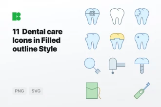 مجموعه آیکن خطی دندان‌پزشکی و مراقب از دندان