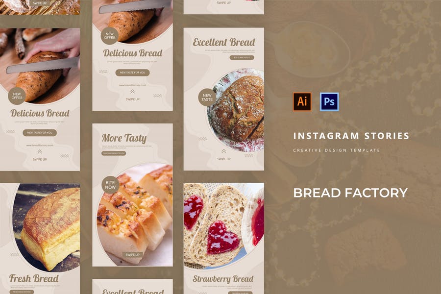 قالب استوری اینستاگرام فروشگاه نان و شیرینی
