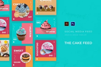 قالب اماده پست شبکه اجتماعی کیک و کاپ کیک