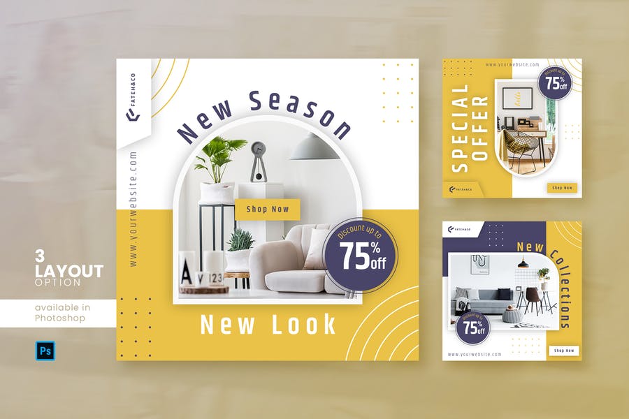 قالب پست ایسنتاگرام مبلمان منزل